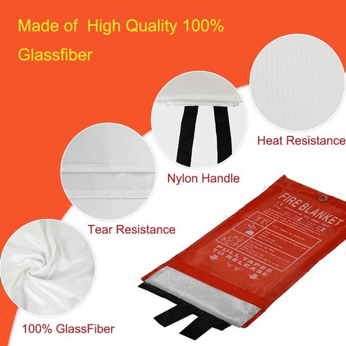 TUNGTAR Emergency Fire Blanket Fiberglass Fireproof Blankets - Essential Camping Safety Gear for Home and Kitchen - Protect Your Loved Ones(2 Pack)