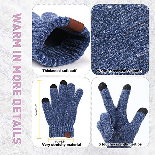 Women's Winter Knit Hat Beanie Scarf Gloves Set - One Size Blue