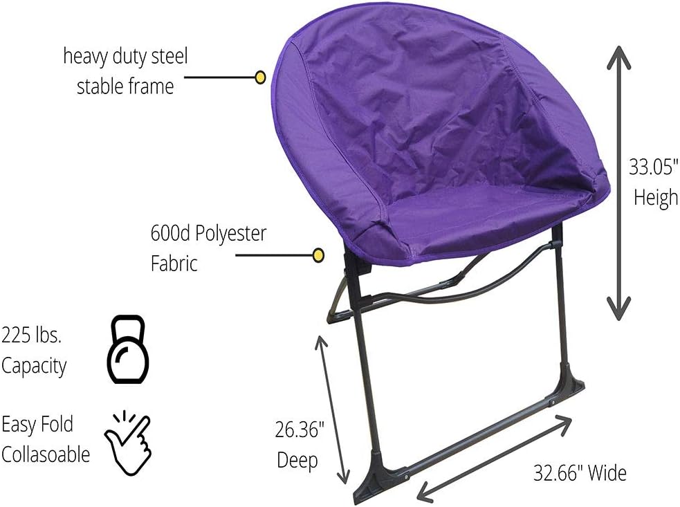 Impact Canopy Luna Lightweight Portable Folding Dorm Chair, Gray