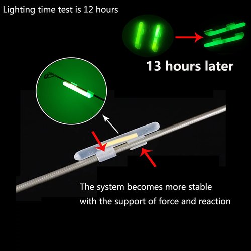 LINGUANG 100PCS Ocean Sun Clip Snap On Fishing Glow Sticks Rod Tips， Pole Light for Catfishing Surf Bank in The Dark XXL