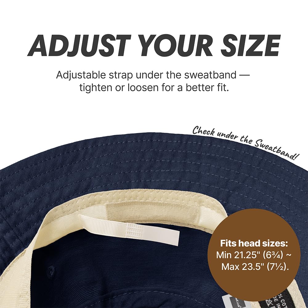 Hot Summer Bucket Hat - Trendy Cotton Sun Hat for Beach, Golf, Fishing - Fun Outdoor Vacation Boonie for Men and Women (Navy.)