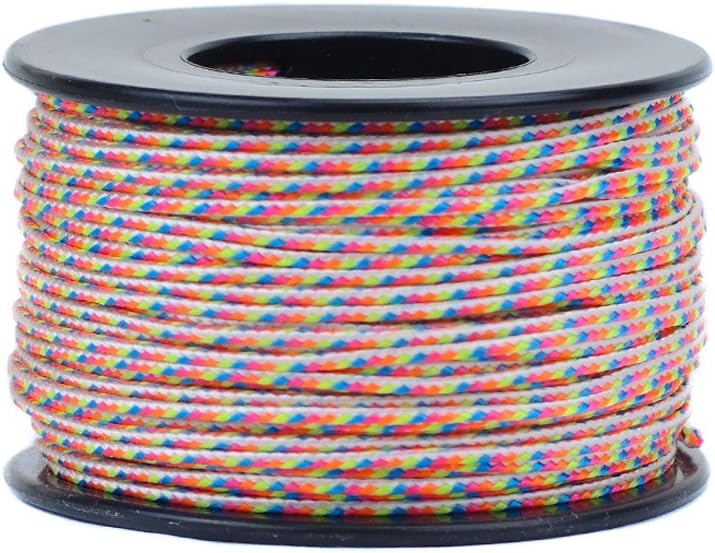 Micro Paracord 1.18mm - 125ft Braided Cord Spool in Light Stripes - Made in USA