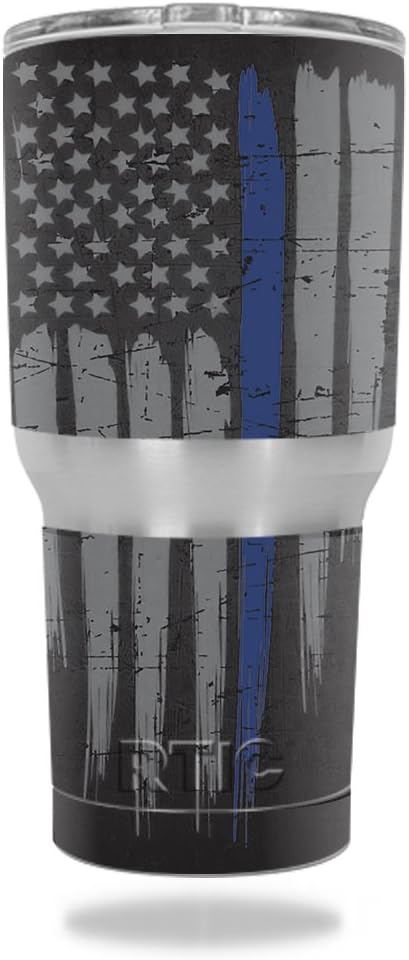 MightySkins Skin Compatible with RTIC Tumbler 30 oz (2016) wrap Cover Sticker Skins Thin Blue Line