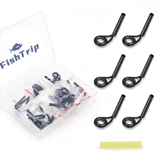 FishTrip Micro Rod Tips Repair Kit - 30pcs Baitcasting Rods Fishing Rod Tip Guides Replacement Kit Ceramic Micro Eyes Rings Saltwater Freshwater