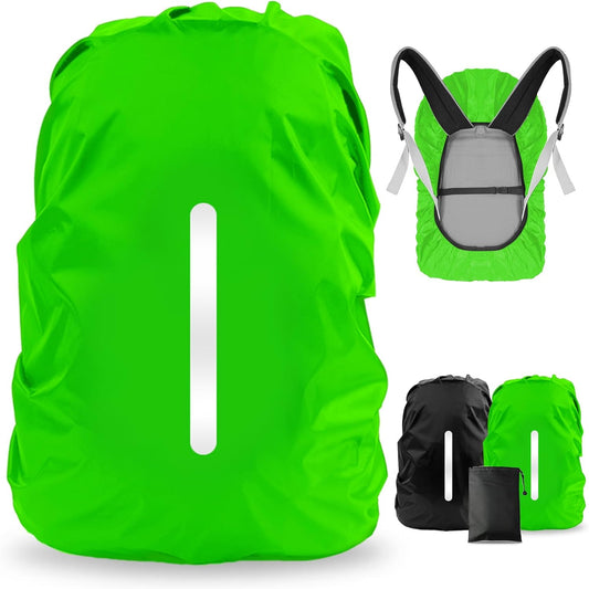 LAMA 2pcs Waterproof Rain Cover for Backpack, Reflective Rainproof Protector for Anti-dust and Anti-Theft M 30L-40L Black