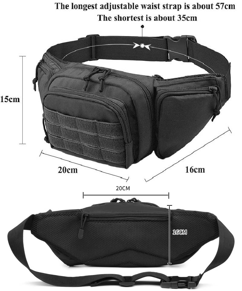 Galaxy Concealed Carry Pistol Waist Pouch - Tactical Fanny Pack Holster, Waist Gun Bag, Fits Handgun,1911 For Camping Hunting Hiking Fishing.. Molle With USA Flag Patch Black