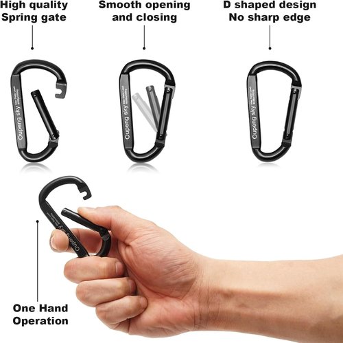 Carabiner Clip,855lbs，3" Heavy Duty D Ring Caribeener Clips,Carabiner Keychain Caribeaners for Hammocks,Camping,Hiking,Outdoors,Gym,Small Carabiners for Dog Leash,Harness,Key Ring, Black