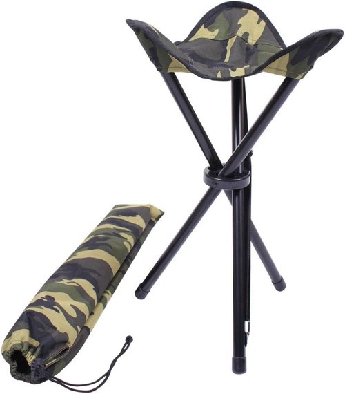Collapsible Woodland Camouflage Stoll with Carry Strap - Rothco