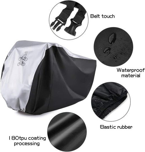 Maveek Bycicle Cover for 2 Bikes Waterproof Cycle Dirt Bike Outdoor Rain Dust Snow Water Wind Sun Resistant UV Protection Winter Summer Cold All Weather Indoor Garage Storage Road Mountain Bike