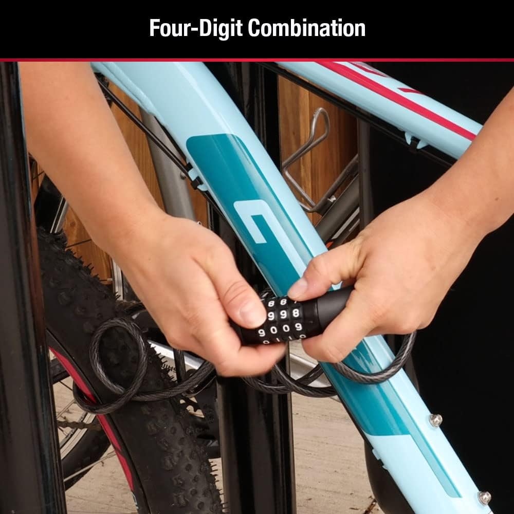 Master Lock Bike Lock Cable with Combination Black, 8143D