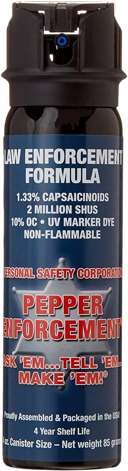 4 oz. Splatter Stream Pepper Spray for Self Defense - Maximum Police Strength 10% OC Formula, Emergency Personal Protection, Flip Top Safety for Quick and Accurate Aim