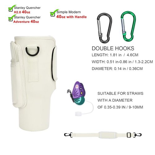 YININGYUXI Butterfly Water Bottle Carrier Bag with Phone Pocket for Stanley Cup 40 oz, Water Bottle Holder with Adjustable Strap, Stanley Cup Accessories