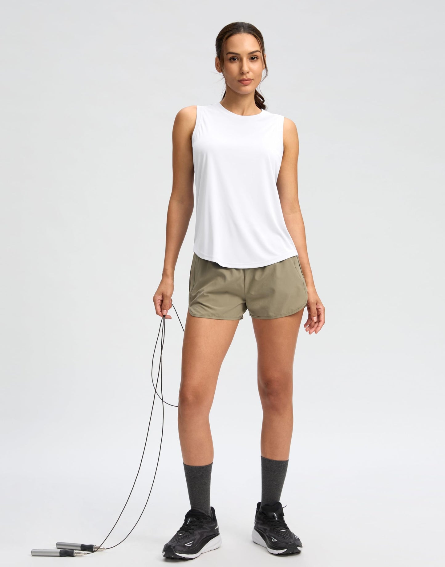 SANTINY Women's Sleeveless Workout Tops Lightweight Tennis Yoga Athletic Running Shirts Racerback Tank Tops for Women (White_M)