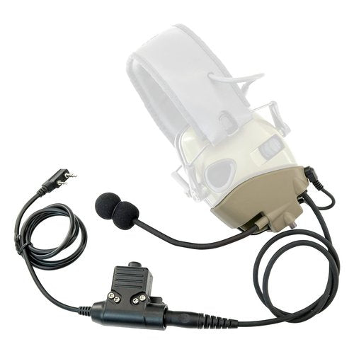 TSVISIONCORE Microphone & PTT for Howard Leight Impact Sports Noise cancelling headphones Airsoft(Tan)