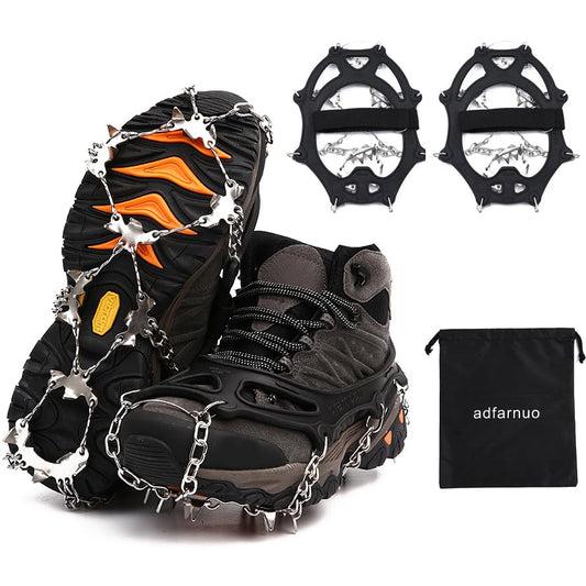 Adfarnuo 26 Stainless Steel Spikes crampons for Hiking Boots Men and Women Not Slipping on The ice Surface Stainless Steel Anti Slip ice Claws Cold Resistance -45 (L(Shoe Size 41-43))