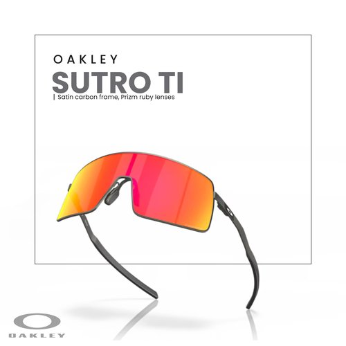 OAKLEY Sutro TI OO6013 601302 36MM Satin Carbon/Prizm Ruby Shield Sunglasses for Men+ Bundle Accessory Leash Kit, Microfiber Pouch