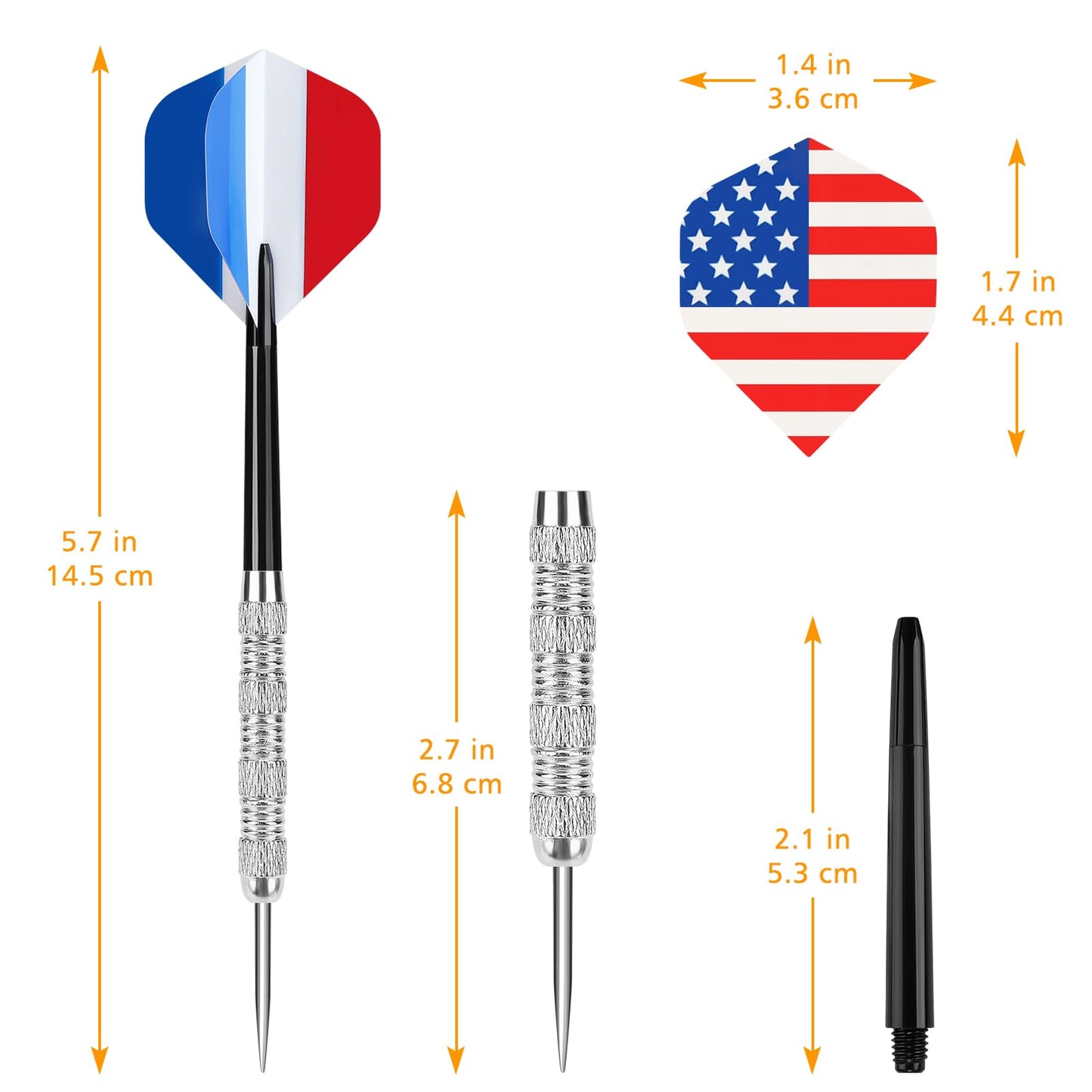 Accmor Metal Tip Darts, Steel Tip Darts, 14 Grams Professional Metal Darts, Darts Metal Tip Set, Metal Darts for Dartboard, 18 pcs ﻿