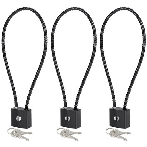 HOX Cable Gun Locks with Keys - Keyed Alike Cable Gun Safe Lock, for Firearm Locking and Safety (3 Pack)