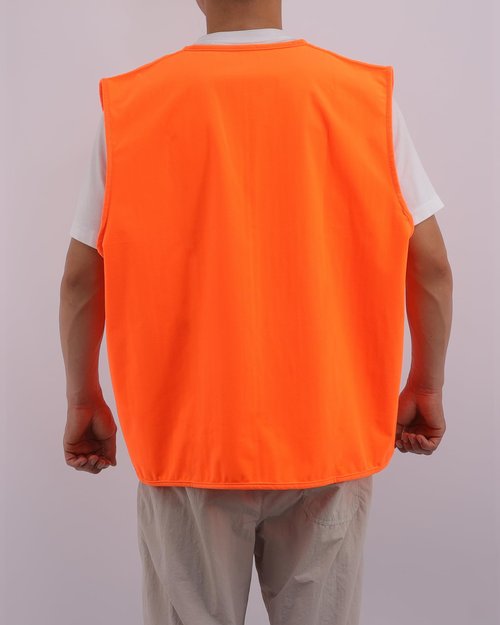 moroinriz Men's Orange Hunting Vest - Quiet Shell Fabric and Waterproof Lining- Zipper - Two Front Pockets (Available in L and XL)
