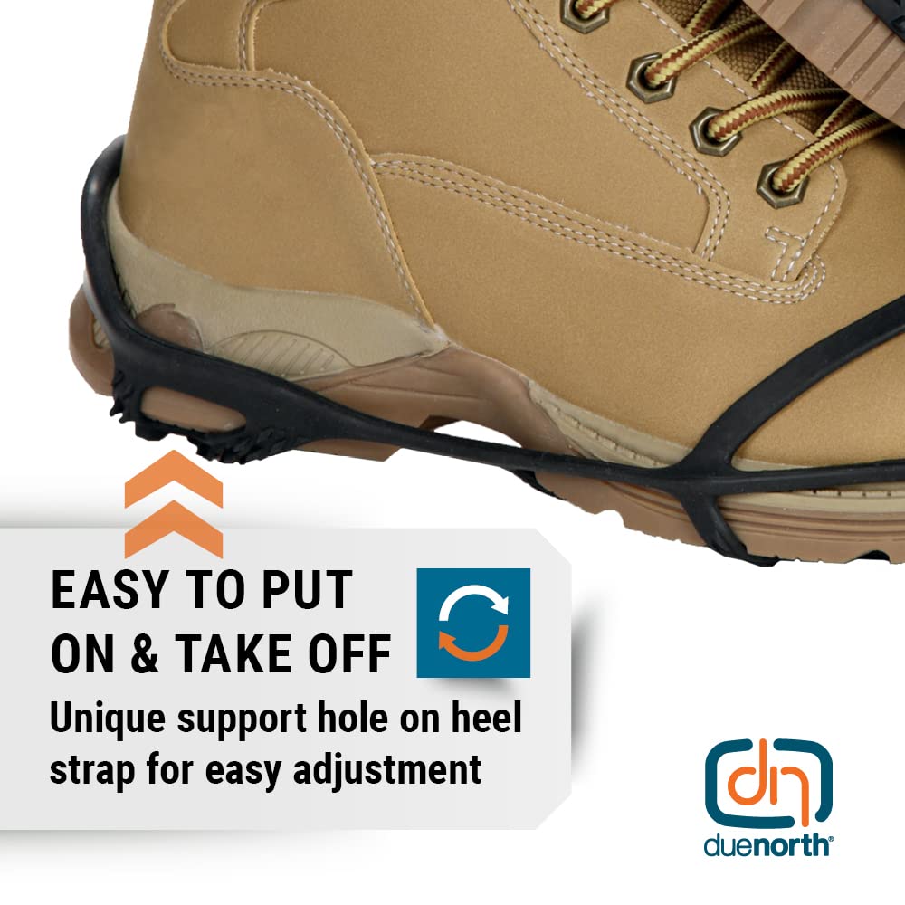 Due North Light Industrial Footwear Traction Aids, Tungsten Carbide Ice Cleat Spikes, Lightweight Full-Foot, Rubber, Unisex, L/XL, V3550170-L/XL