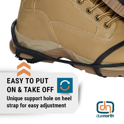 Due North Light Industrial Footwear Traction Aids, Tungsten Carbide Ice Cleat Spikes, Lightweight Full-Foot, Rubber, Unisex, L/XL, V3550170-L/XL