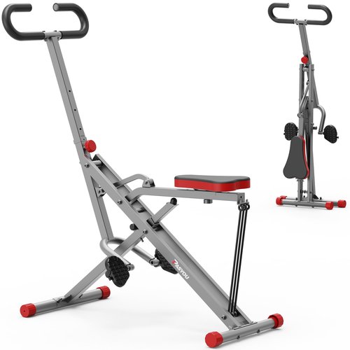 PASYOU Squat Machine for Women, Deep Squat Machine for Glutes & Ab, Foldable Row and Ride Machine Adjustable Resistance Squat Rowing Machine for Home Leg Trainer