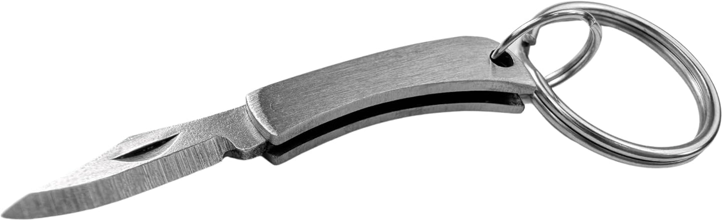 Micro Folding Knife Keychain, World's Smallest Knife, Mini Portable Cutters Keyring, Tiny Pocket Tactical Blade for Outdoors, Camping, Hiking, Backpacking, Cutting - 1.5 inch