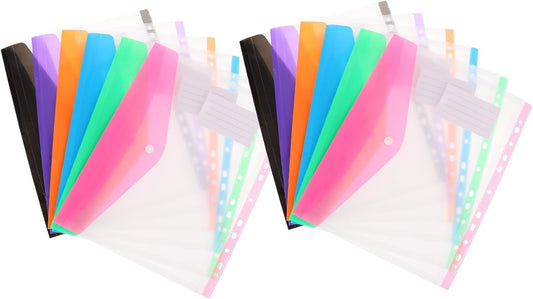 Homoyoyo 12Pcs Blinder File Bags Translucent Document Organizers Multi Versatile Storage for Photos and Cards Reusable