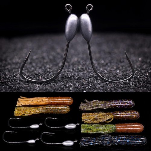 XFISHMAN-Tube-Jig-Heads-for-Bass-Fishing-Tube-Bait-Hooks 1/16oz 1/8oz 3/16oz 1/4oz (12-Pack)