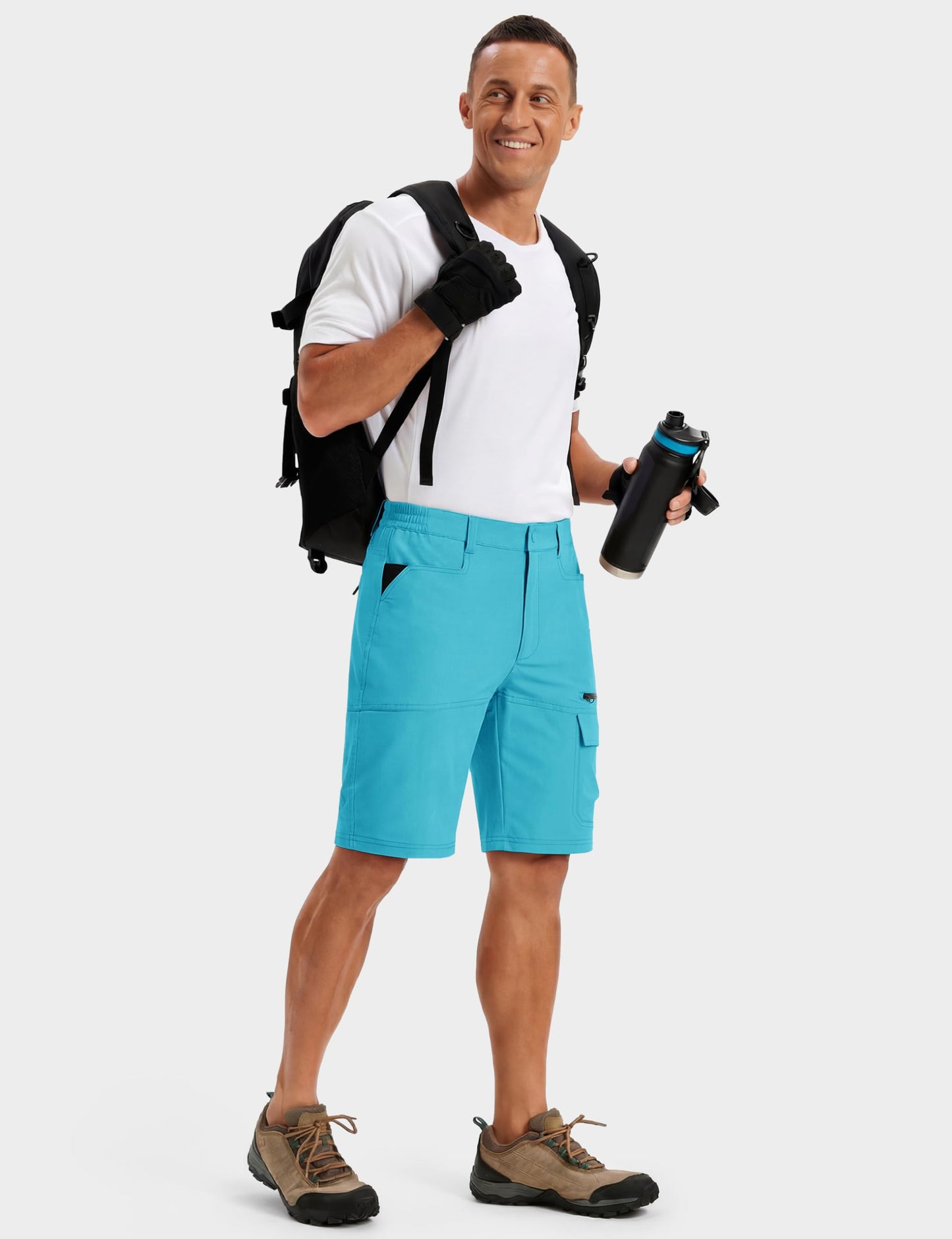 TACVASEN Shorts for Men Hiking Outdoor Shorts Quick Dry Casual Breathable Fishing Golf Dress Cargo Summer Shorts Ice Blue 34