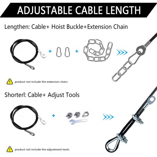 Taeku Fitness Pulley Cable, Heavy-Duty 6mm Steel Wire Rope for Home Gym, Adjustable Replacement Cable for Weightlifting, LAT Pulldown, and Cable Machine Accessories (60in)