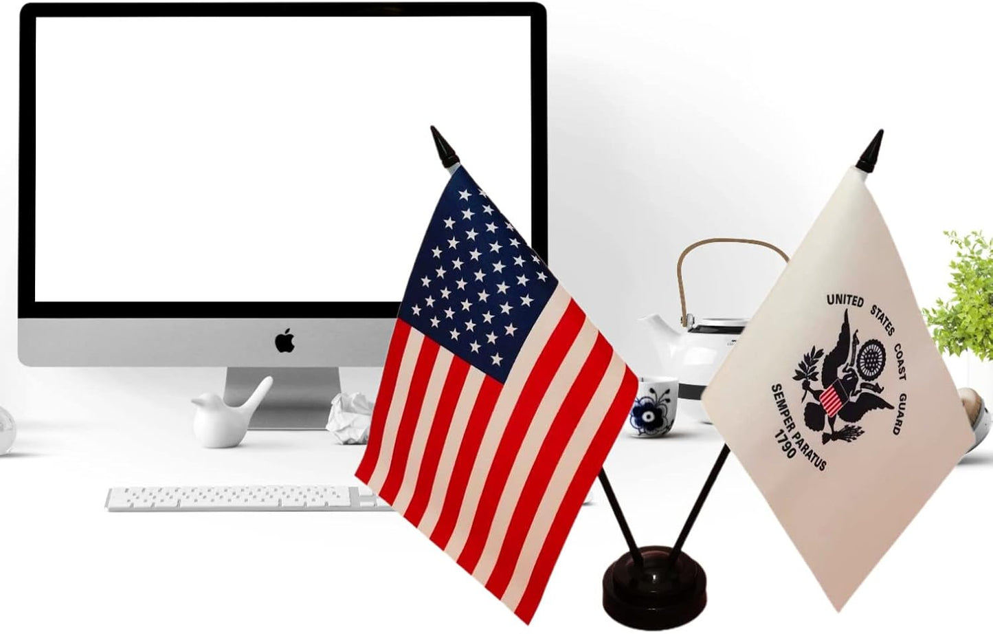 America & Pow Mia Twin Desk Flag, U.S. Pow Mia and American Table Flag, 8 x 5 Inches - You are Not Forgotten Prisoner of War Flags Army Military Pow Flags