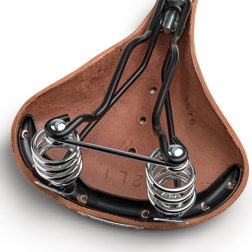 Brooks England B67 Short, Leather Bike Saddle with Suspension Springs