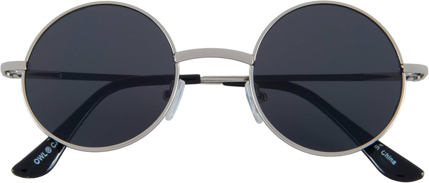 OWL Round Sunglasses Metal Frame Hippie Sunglasses UV400 Polycarbonate Circle Lens John Lennon Sunglasses for Men Women