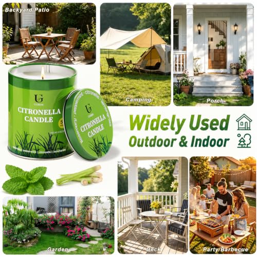 Outdoor Citronella Candles 9oz Pack of 2 for Patio & Camping - Herbal Scented