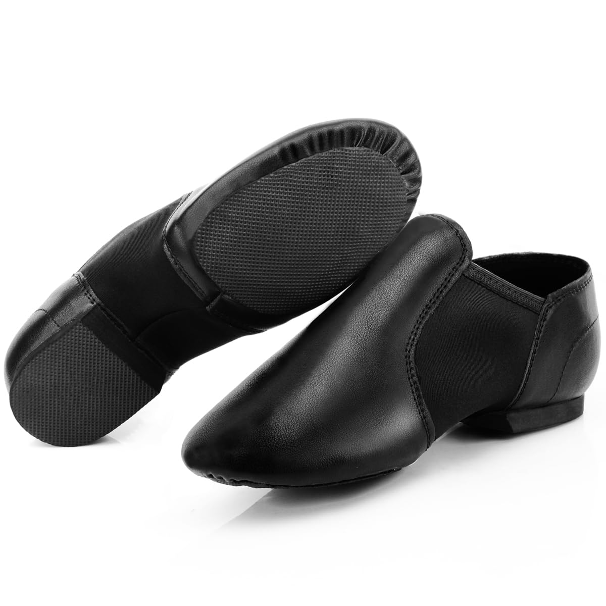Keemi Black Jazz Shoes for Woman, Leather Dance Shoes for Women Men Unisex Adults,Non-Slip Women's Dancing Shoe(8.5W / 7.5M)