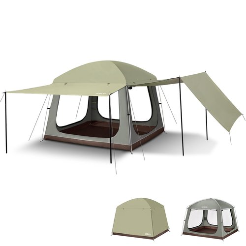 ICECO Camping Tent 4 Person, Waterproof Tents for Camping, Double Layer Tent with 4 Screen Room, Easy Setup Portable with Carry Bag for Outdoor, Picnic, 1.7M Height
