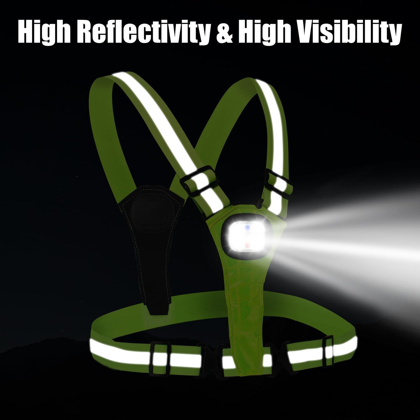 Amprich LED Reflective Running Vest,High Visibility Reflective Running Gear,Rechargeable Light Up Running Vest for Walking Running Cycling,Adjustable for Men Women Kids