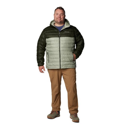 Columbia Men's Powder Lite II Hooded Jacket, Safari/Greenscape, 6X Big
