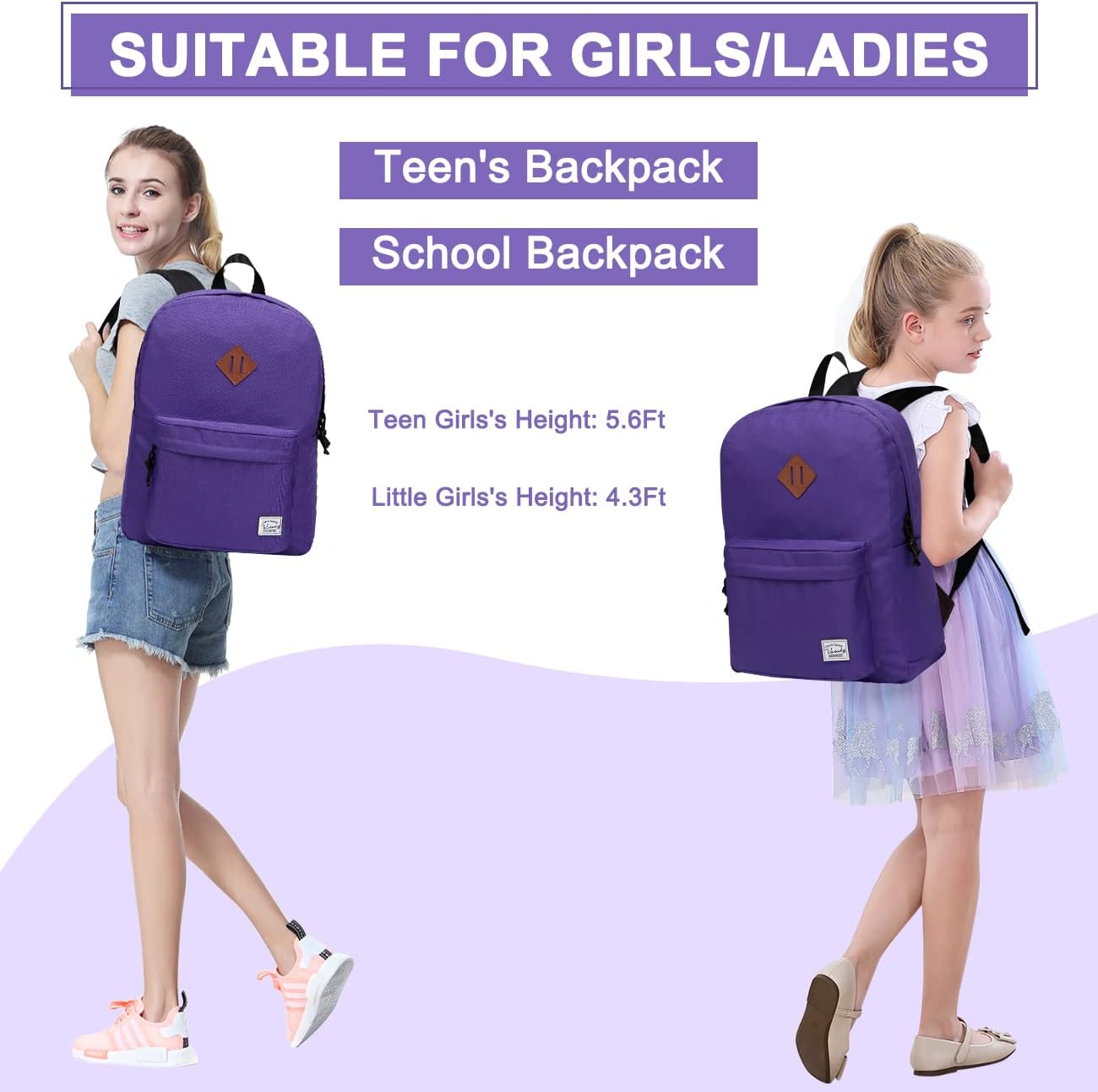 VASCHY Backpacks Handbags, Lavender, M