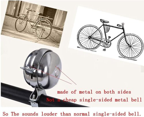Cool Chrome Rotary Double-Sided Metal Classic Vintage Bike Bell Road Mountain Tricycle Retro Bicycle Handlebar Bell Safety Cycling Loud Ring Accessories Horn Crisp Clear Sound Alarm