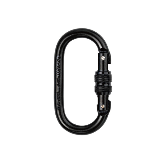GDK2 Defender CE Certified 25kN Screwgate Locking Carabiner in Size 4.21 x 2.24 inch, Heavy-Duty Carabiners for Climbing, Rappelling, and Mountaineering, Carbon Steel, Midnight Black, 1 Pack