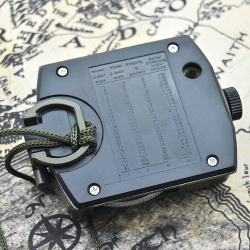 Military Lensatic Sighting Compass Waterproof and Shakeproof with Map Measurer Distance Calculator, Pouch for Camping, Hiking (Army Green)