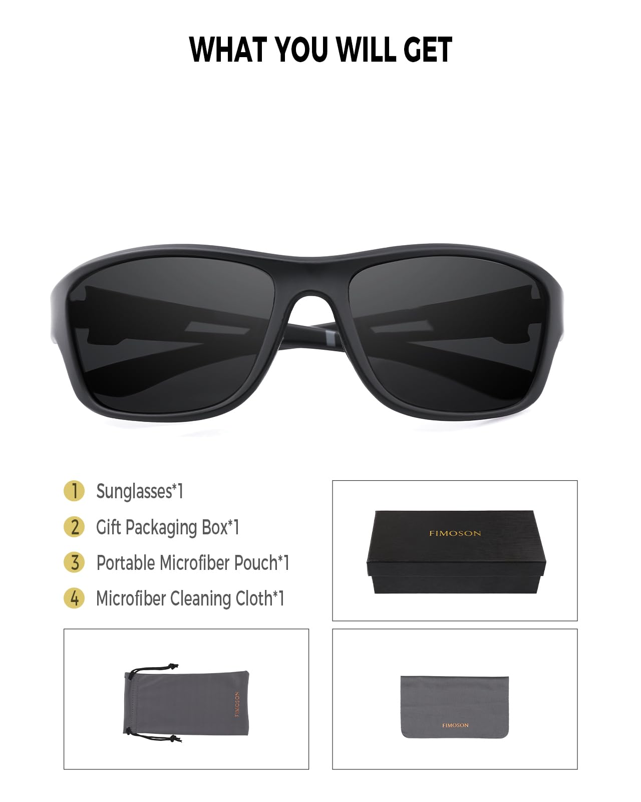 FIMOSON Polarized Sports Sunglasses for Men Women UV400 Protection Glasses Wrap Around Goggles for Driving Fishing Golfing