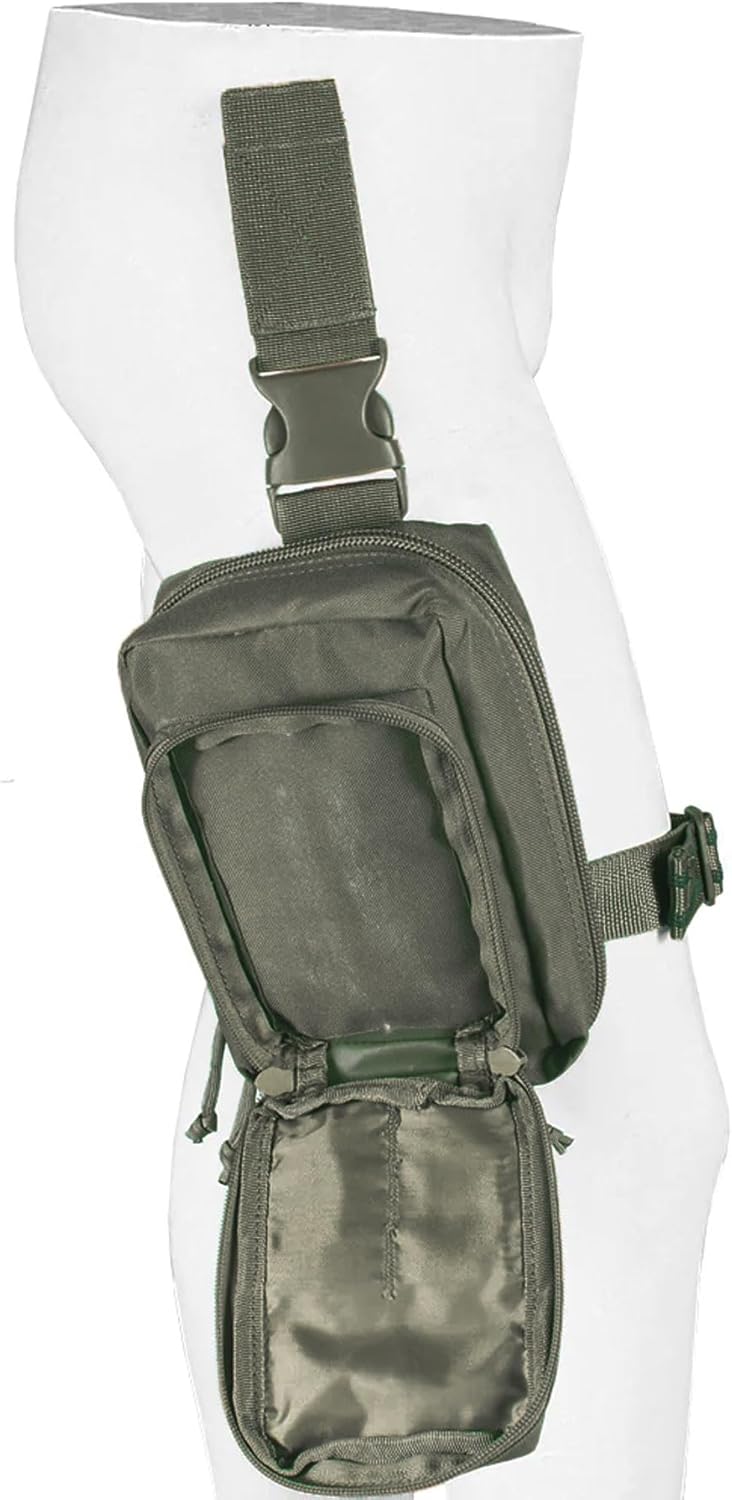 FOX OUTDOOR PRODUCTS Drop Leg First Responder System Pouch - Tactical Thigh & Belt Attach Accessory with Elastic Loops & Additional Rip Away Pouch