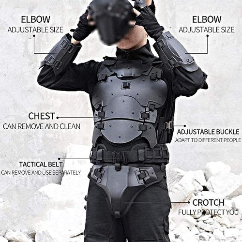 Zhongren Airsoft Vest Armor Cosplay Vests Adjustable Tactical Molle Chest Protector Set Paintball Combat Gear Costumes(Black)