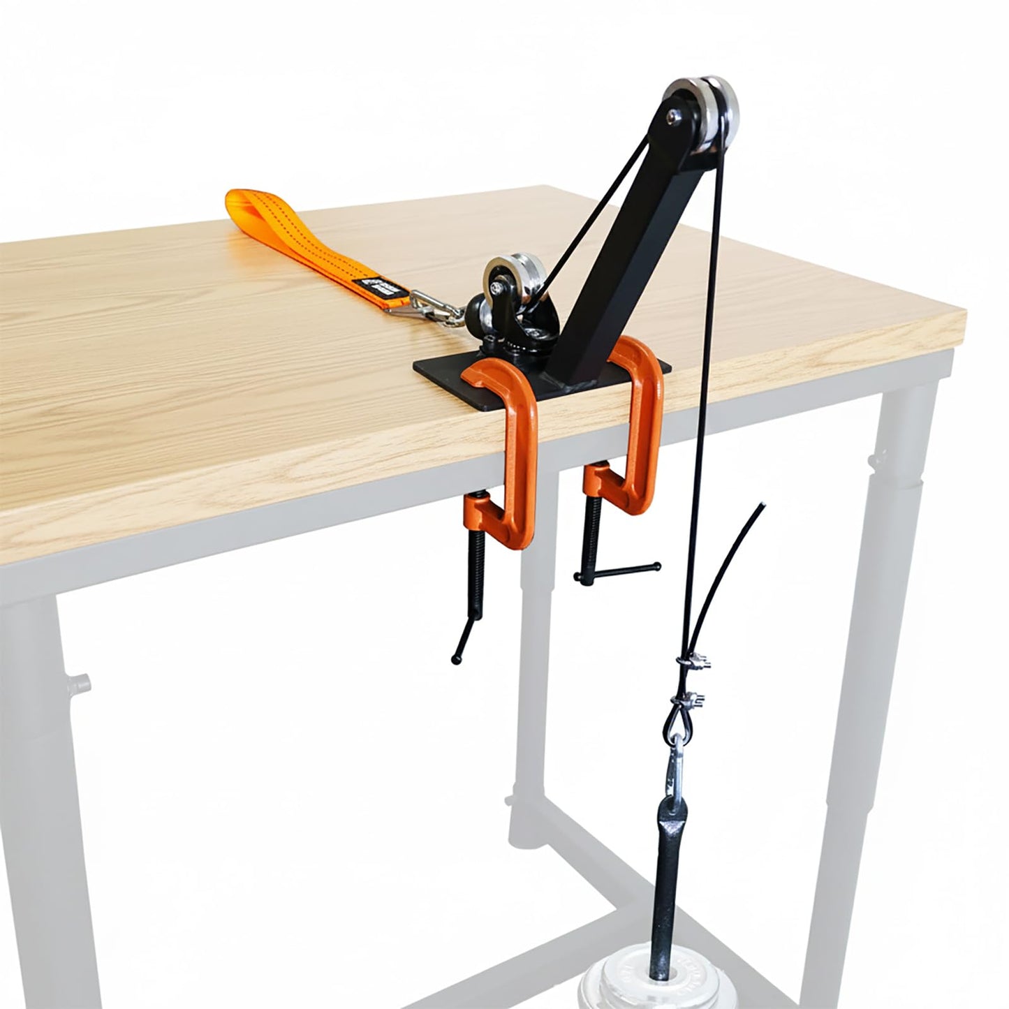 Arm Wrestling Pulley Training System Kit for Table - Professional Forearm & Wrist Strengthener with Aluminum Rotating Pulleys, Adj. 1.5m Cable, Loading Pin, Training Strap for Home Gym