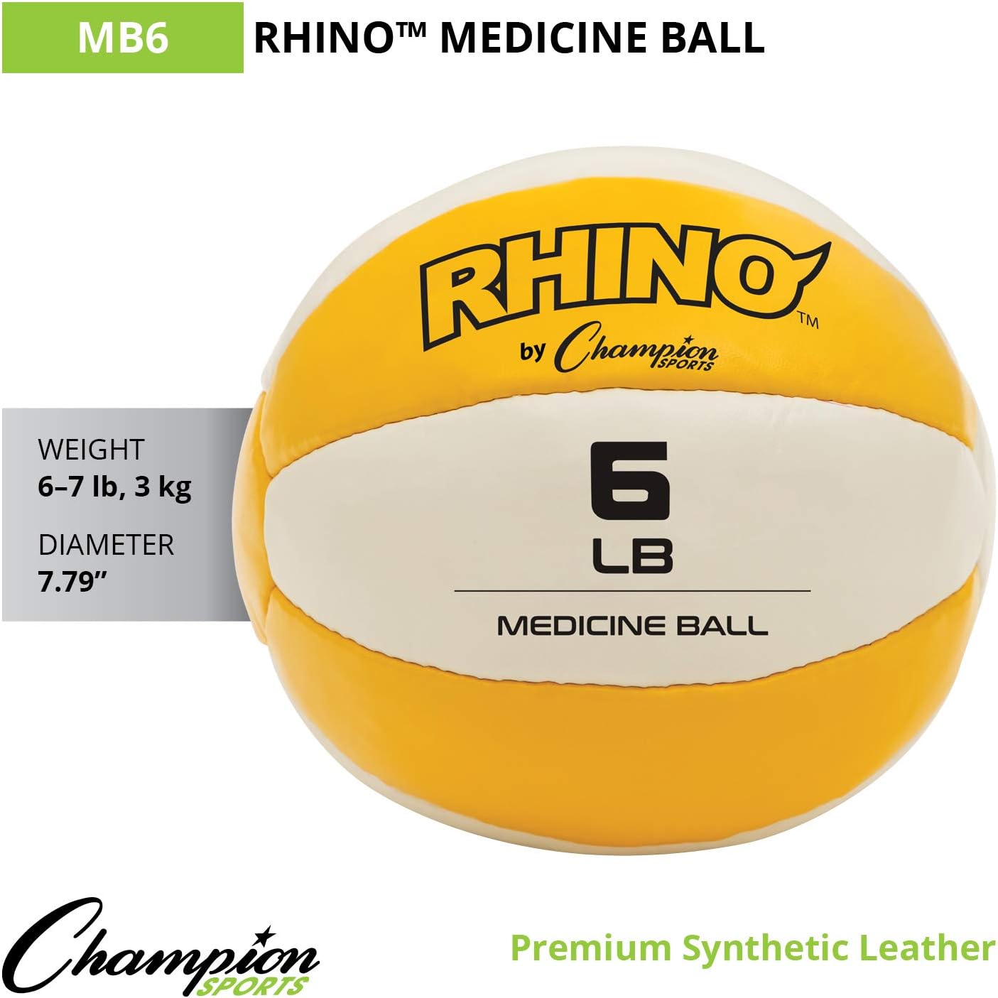 Champion Sports Exercise Medicine Balls, Leather with No-Slip Grip - Weighted Med Ball Set for Weight Training, Stability, Plyometrics, Cross Training, Core Strength - Multiple Styles