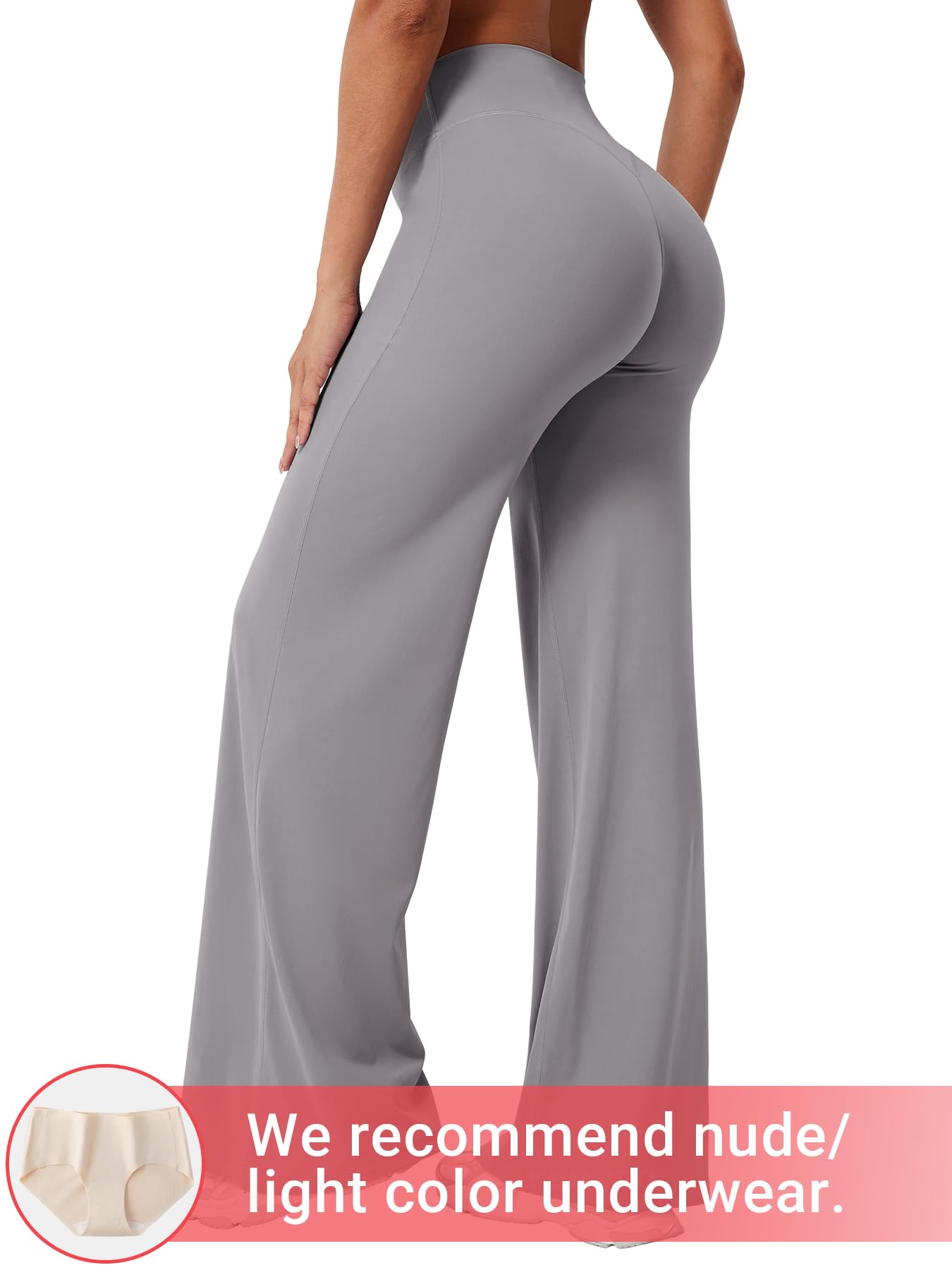 YEOREO Workout Leggings Womens No Front Seam Straight Leggings 31.5" High Waist Buttery Eddiy Gym Yoga Pants Gray L