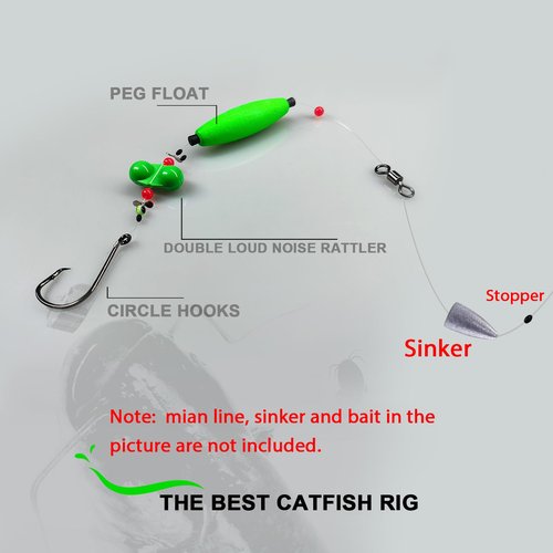 LOEIBMIRY Catfish Rig Making Kit Catfishing Rig Accessories 126PCS Catfish Tackle with Fishing Hook Swivels Sinker EVA Peg Float Rattle Beads Bobber Stoppers Fishing Bells Spinners